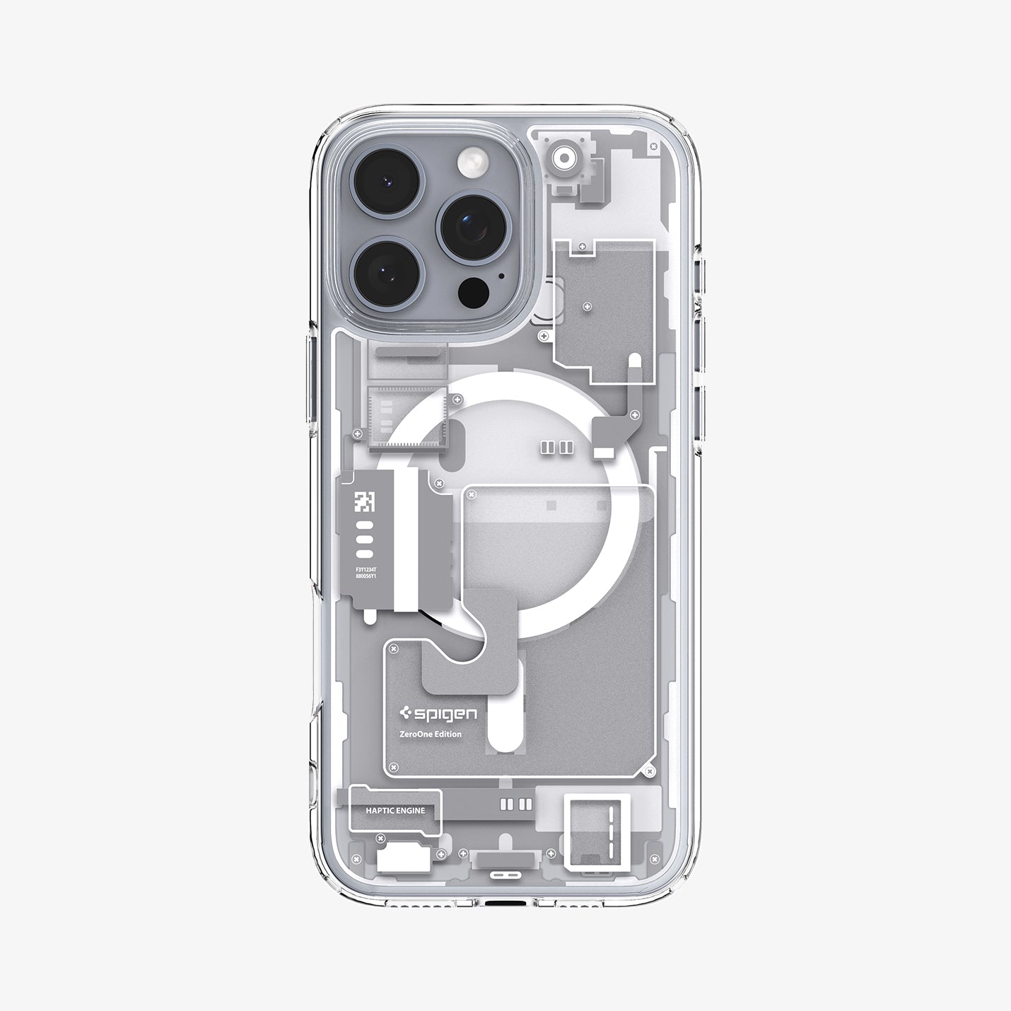 ACS08005 - iPhone 16 Pro Max Case Ultra Hybrid Zero One (MagFit) in Zero One White showing the back