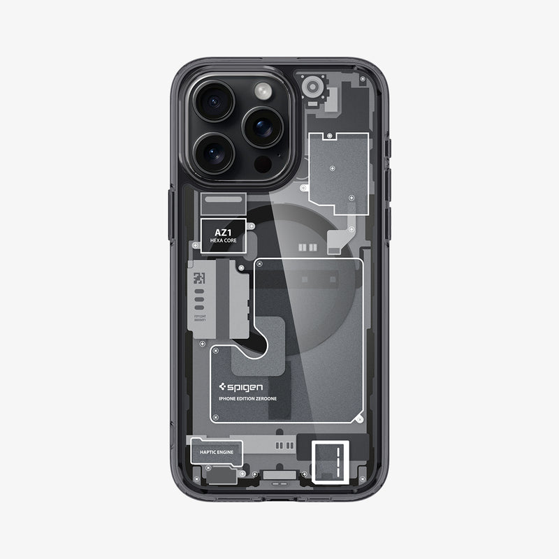 ACS06582 - iPhone 15 Pro Max Case Ultra Hybrid Zero One showing the back
