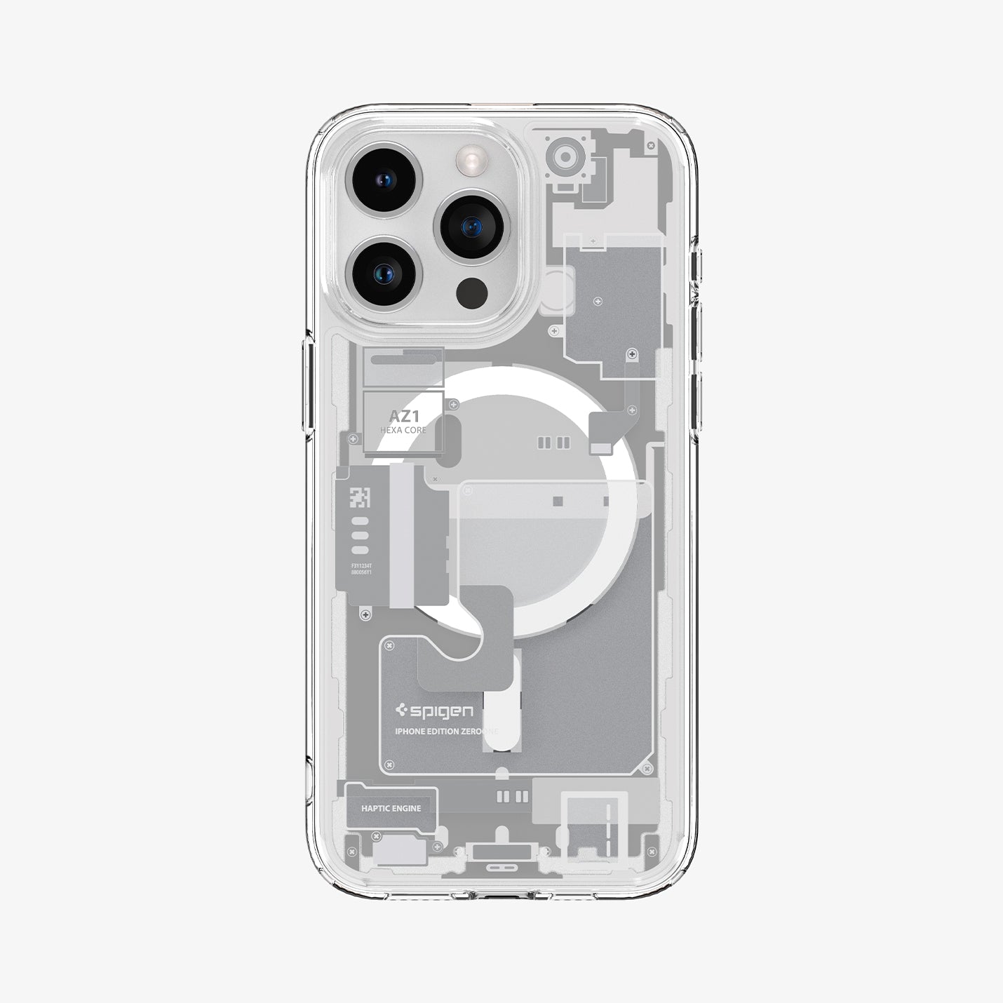 ACS07034 - iPhone 15 Pro Max Case Ultra Hybrid Zero One in white showing the back