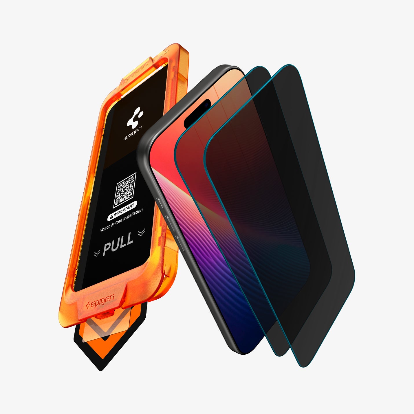 AGL10485 - iPhone 17 - Glas.tR AlignMaster S Privacy showing 2 privacy screen protectors from side