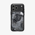 ACS10073CC - iPhone 18 Pro / iPhone 17 Pro Ultra Hybrid Zero One (MagFit) Black showing a clear case with a detailed teardown-inspired back design and integrated magnetic ring