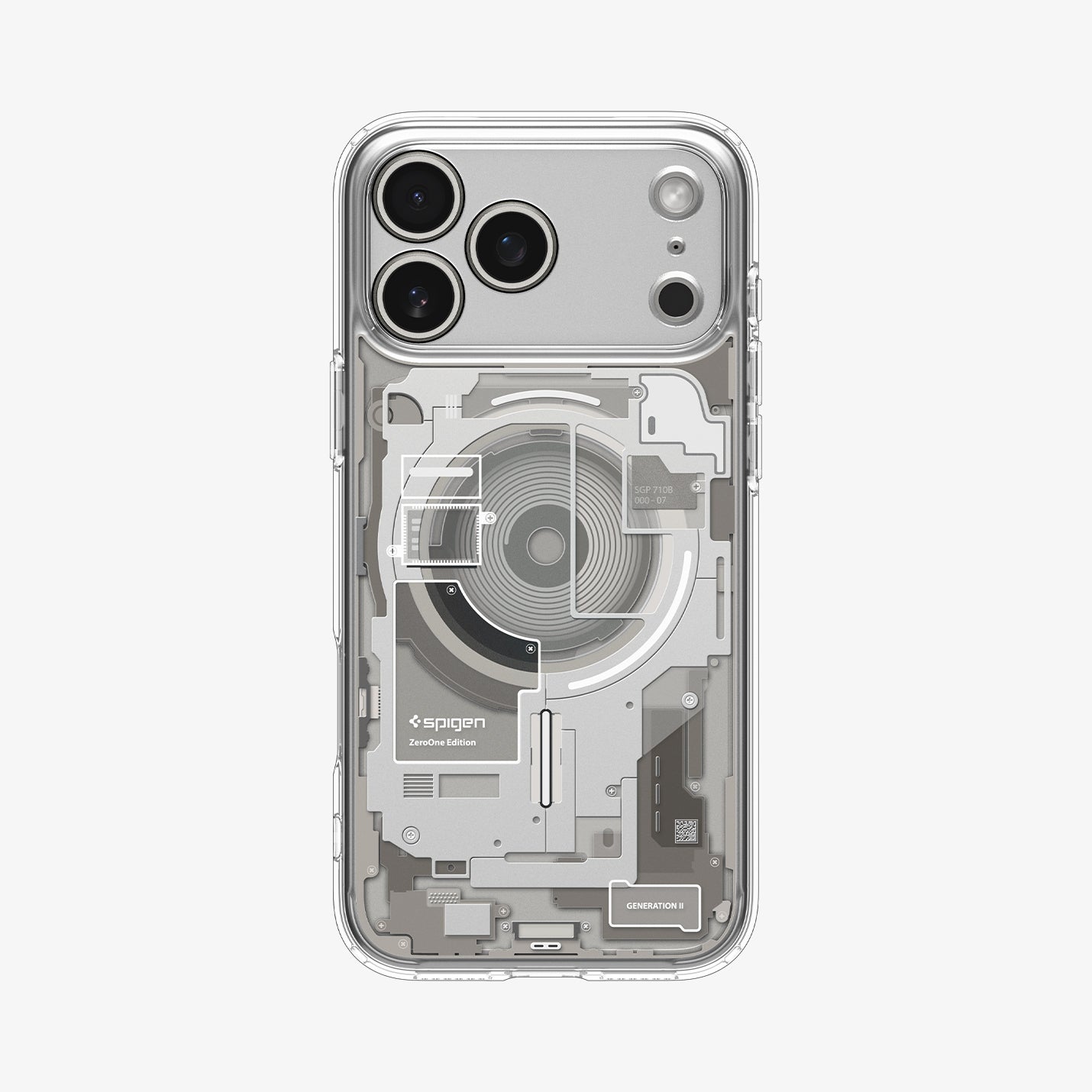 ACS10072 - iPhone 17 Pro Case Ultra Hybrid Zero One (MagFit) in Zero One Natural Titanium showing the back