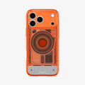 ACS11757 - iPhone 18 Pro / iPhone 17 Pro Ultra Hybrid C-One (Mag Fit) Tangerine showing the back design with a visible magnetic ring, raised camera frame, and detailed internal-inspired graphics