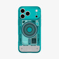 ACS11754 - iPhone 18 Pro Max / iPhone 17 Pro Max Ultra Hybrid C-One (Mag Fit) Bondi Blue showing the back design with a visible magnetic ring, raised camera frame, and detailed internal-inspired graphics