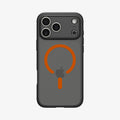 ACS10481 - iPhone 17 Pro Ultra Hybrid (MagFit) in Frost Black Orange showing the back