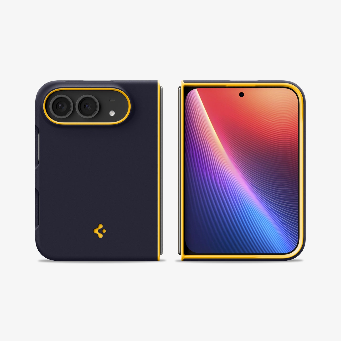 ACS11686 - iPhone Duo Nano Pop (Mag Fit) in Blueberry Navy showing front and rear views of the case fully unfolded with a slim fitted profile