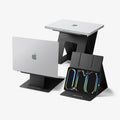AMP11119 - Slim Fold Laptop Stand | LD201-S10 Black showing front view and side