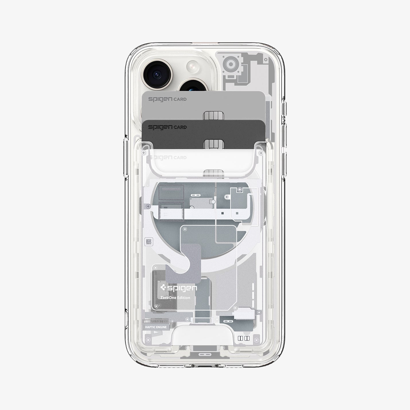 AFA07401 - Ultra Hybrid Zero One MagFit Wallet (MagFit) in Zero One White showing the front of wallet holder with cards inserted