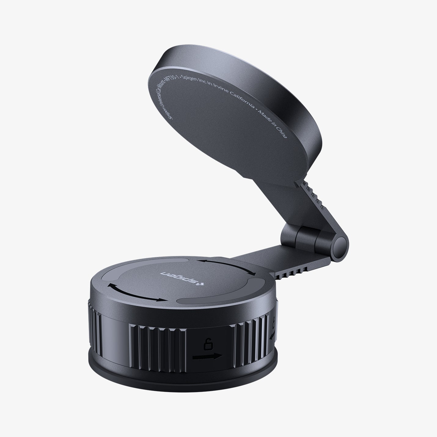 ACP11659 - Adhesive Dashboard Car Mount | MFT35-1 (Mag Fit) showing the fully assembled mount with the ring tilted back and arm extended from the base
