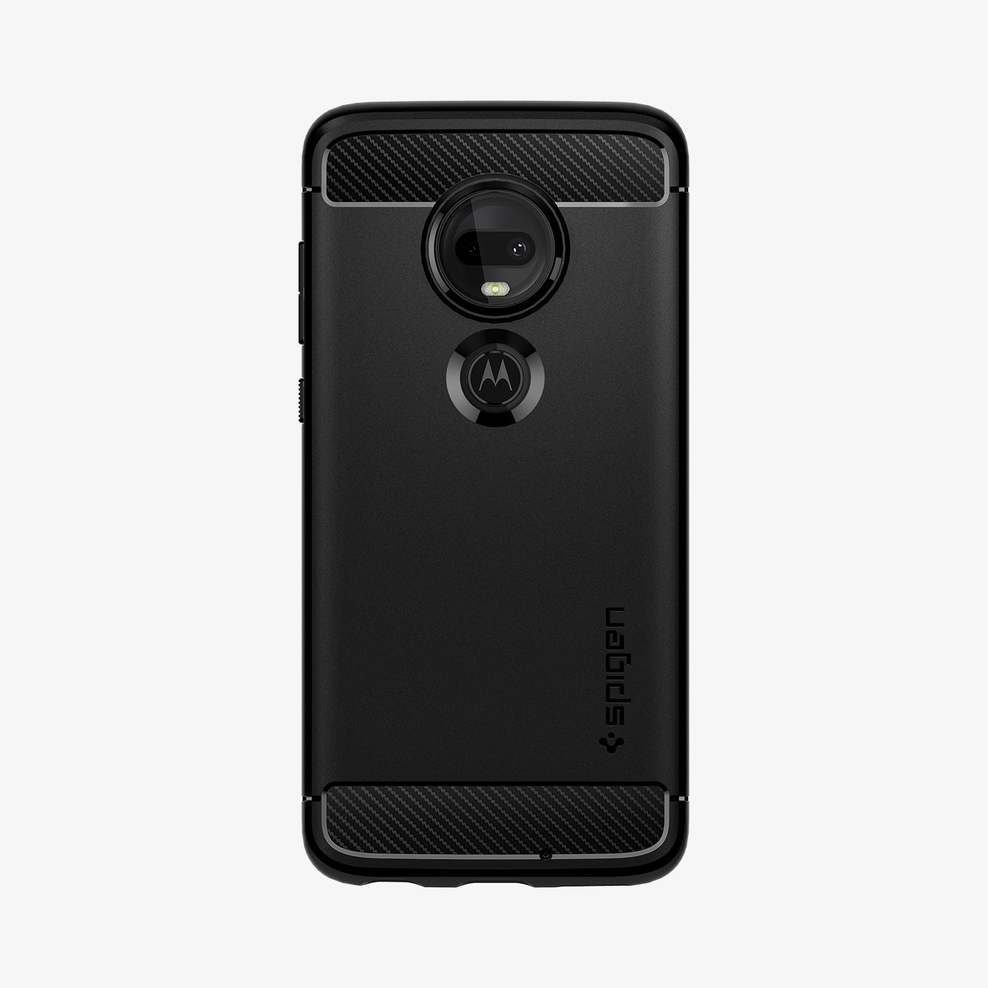 M25CS25947 - Moto G7 Case Rugged Armor in black showing the back
