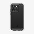 ACS11314 - Spigen Rugged Armor Motorola G Stylus 2026 case in Matte Black back view with carbon-fiber accents and quad camera cutout