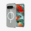 ACS07720 - Pixel 9 Pro XL Case Ultra Hybrid Metal Ring (MagFit) in White showing the back, partial side and front