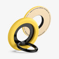 AMP09027 - MagSafe Phone Holder Nano Pop (MagFit) in Mango Yellow showing the front and back, ring propped up as a stand