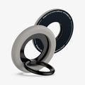 AMP09032 - MagSafe Phone Holder Nano Pop (MagFit) in Truffle Gray showing the front and back, ring propped up as a stand