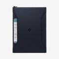 AFA08721 - Passport Holder in Navy Blue showing the front with plane ticket slightly sticking out of slot