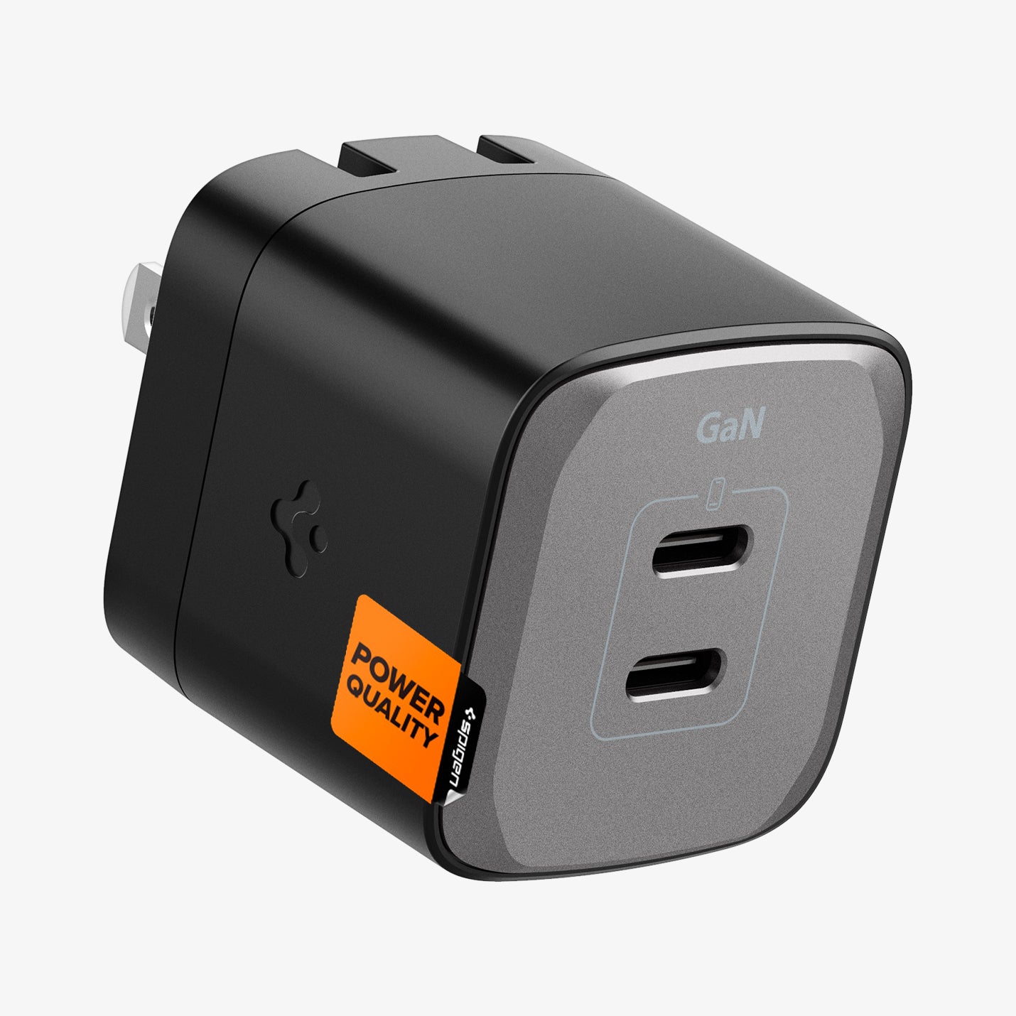 ACH05142 - ArcStation™ Pro GaN 352 Dual USB-C Wall Charger PE2202 in midnight black showing the back, side and top