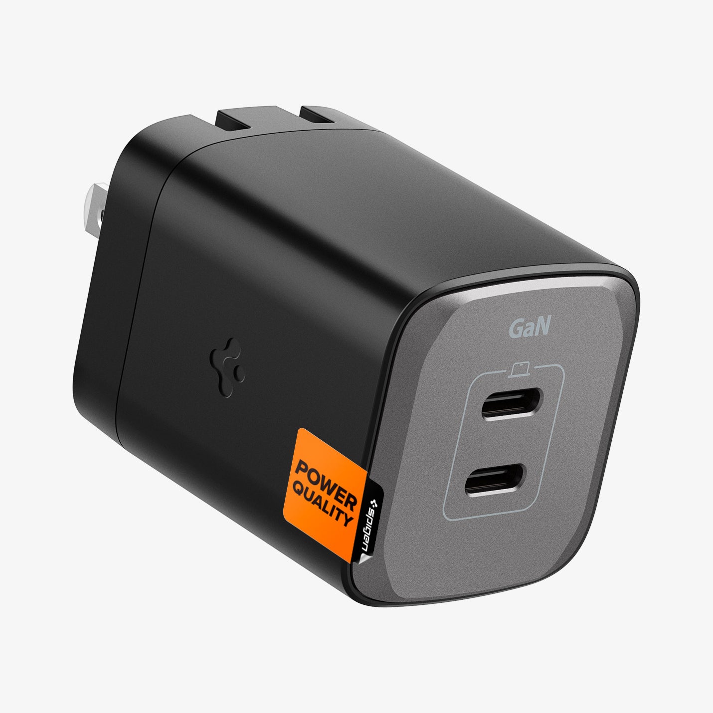 ACH05160 - ArcStation™ Pro GaN 652 Dual USB-C Wall Charger PE2204 in Midnight Black showing the top and partial sides of the wall charger