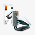 AGL11546 - Pixel 11 GLAS.tR EZ Fit | Privacy front and angled views of the EZ Fit installation tray, privacy tempered glass protectors, and packaging.