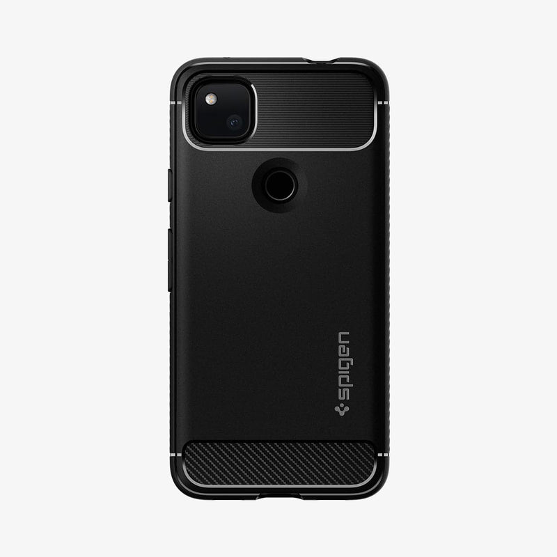 ACS01015 - Pixel 4a Case Rugged Armor in matte black showing the back