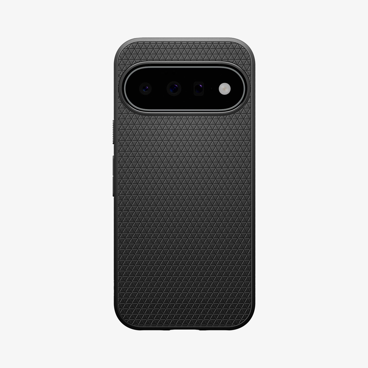ACS11438 - Pixel 11 Liquid Air Matte Black case featuring a geometric textured pattern, raised camera surround, and precise camera cutout.
