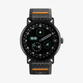 AMP11747 - Pixel Watch 5 (45mm) Athlex Air Active Black Orange front view highlighting the clean and minimalist woven band design.
