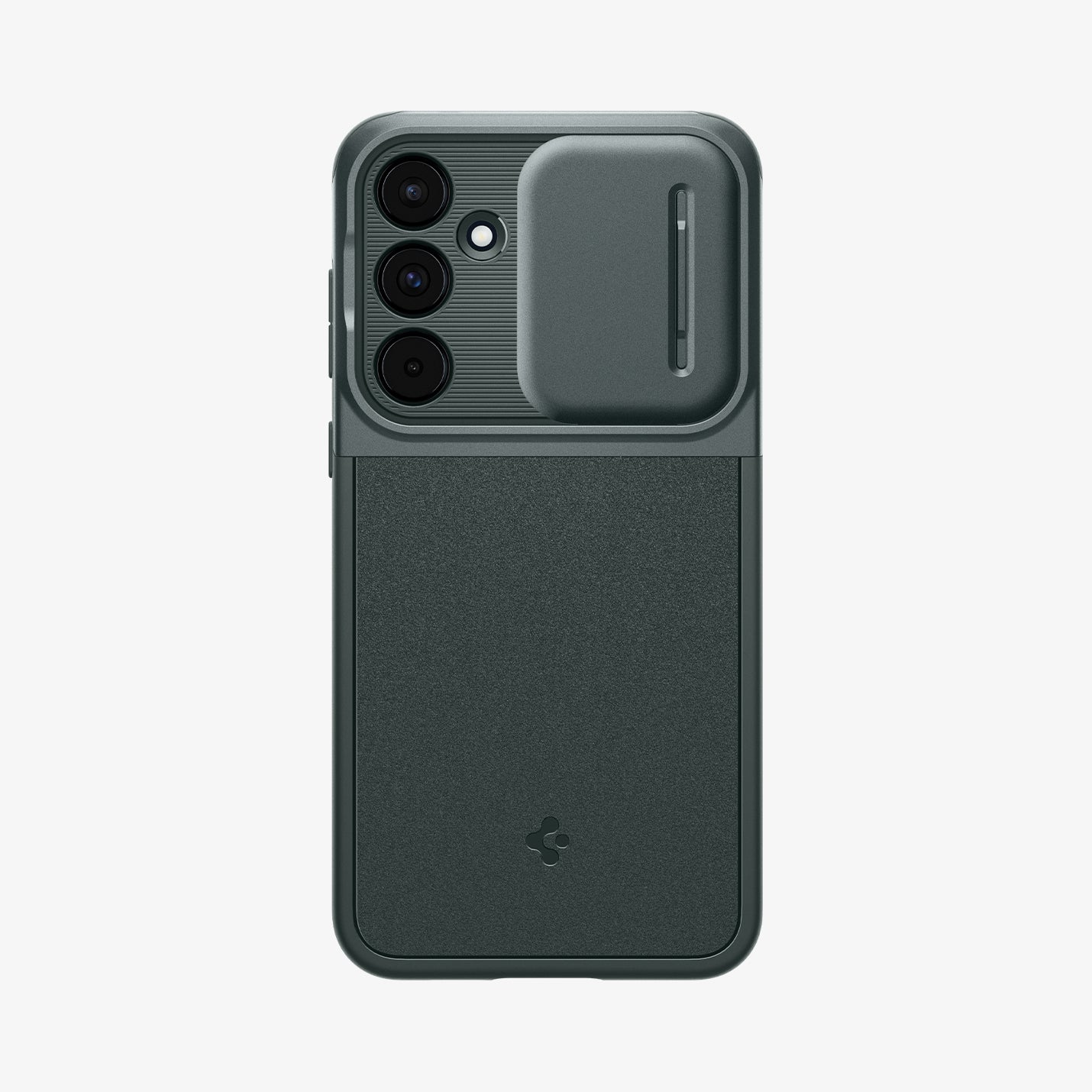 ACS07536 - Galaxy A55 5G Case Optik Armor in Abyss Green showing the back with camera slider open