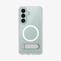 ACS11644 - Galaxy S26 FE Slim Armor Essential (Mag Fit) showing Galaxy S26 FE in a clear case with magnetic ring and built in kickstand