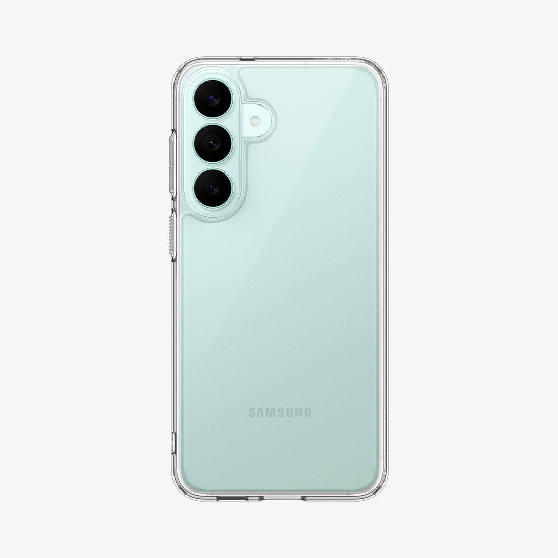 ACS11638 - Galaxy S26 FE Ultra Hybrid showing Galaxy S26 FE in a clear Ultra Hybrid case with transparent back and raised camera protection