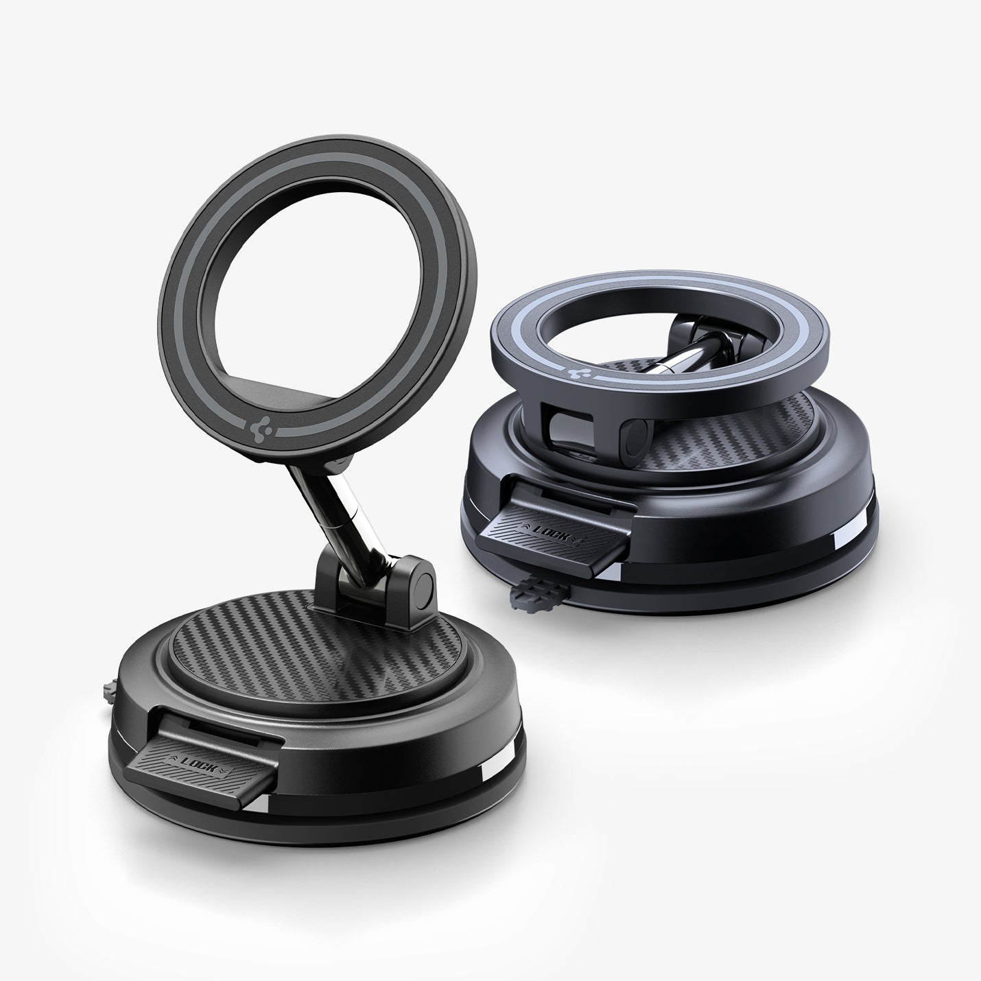 ACP11667 - STIK Dashboard Car Mount | STK100 (Mag Fit) showing two car mounts displayed side by side, one upright and one lying folded