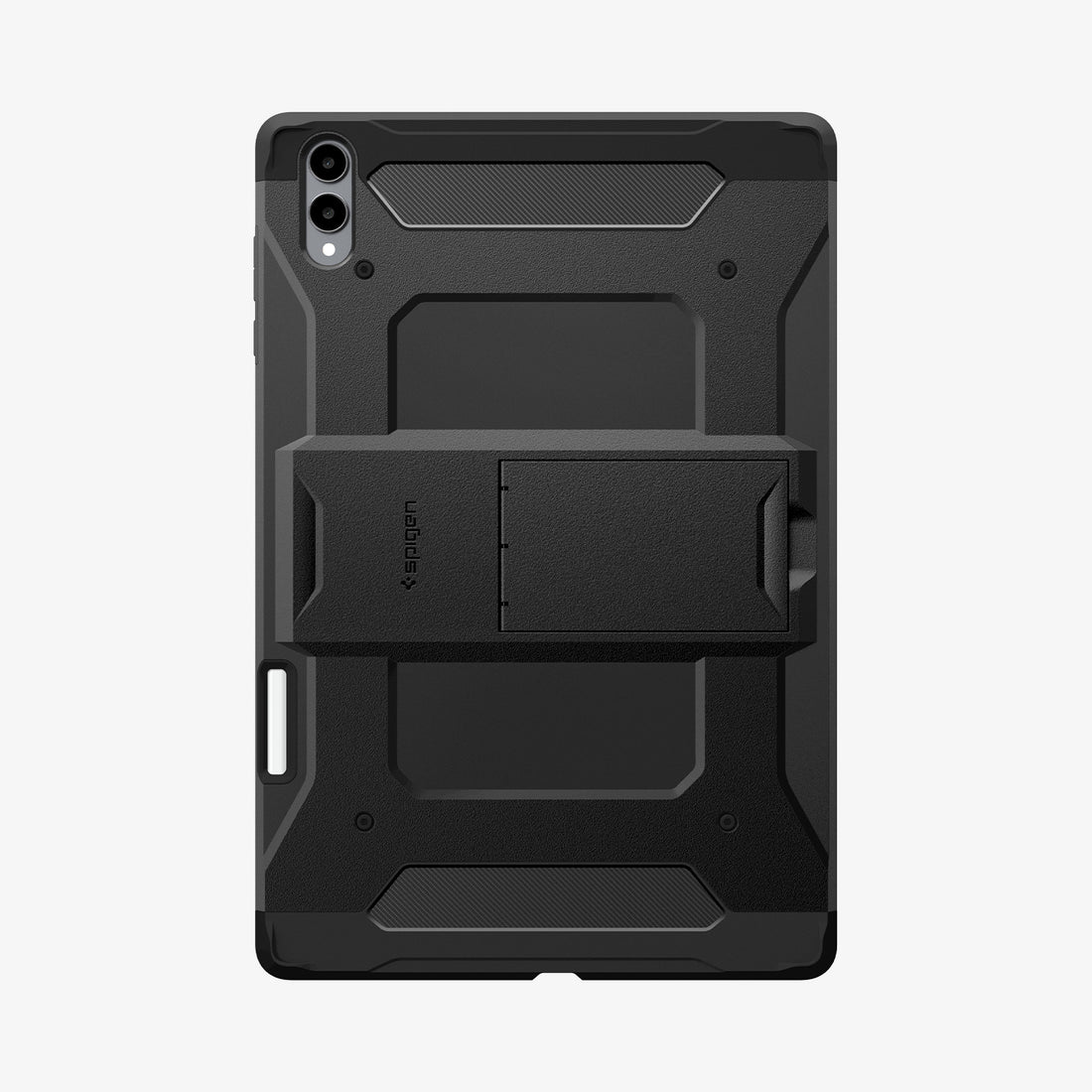 ACS10218 - Galaxy Tab S12 Ultra Tough Armor Pro showing the back of a rugged tablet case with textured panels, reinforced corners, and a built-in kickstand.