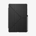 ACS11823 - Galaxy Tab S12+ Air Skin Pro in Black showing the front of a closed folio tablet case with a geometric folding cover and stylus storage along the side.