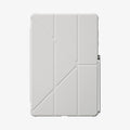ACS11824 - Galaxy Tab S12+ Air Skin Pro in Gray showing the front of a closed folio tablet case with a geometric folding cover and stylus storage along the side.