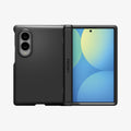 ACS11557 - Galaxy Z Fold 8 Slim Armor Pro (Mag Fit) Black showing the Galaxy Z Fold 8 with the Slim Armor Pro MagFit case in Black, back view folded open with the matte panel and dual camera cutout, screen displaying a blue and yellow gradient.