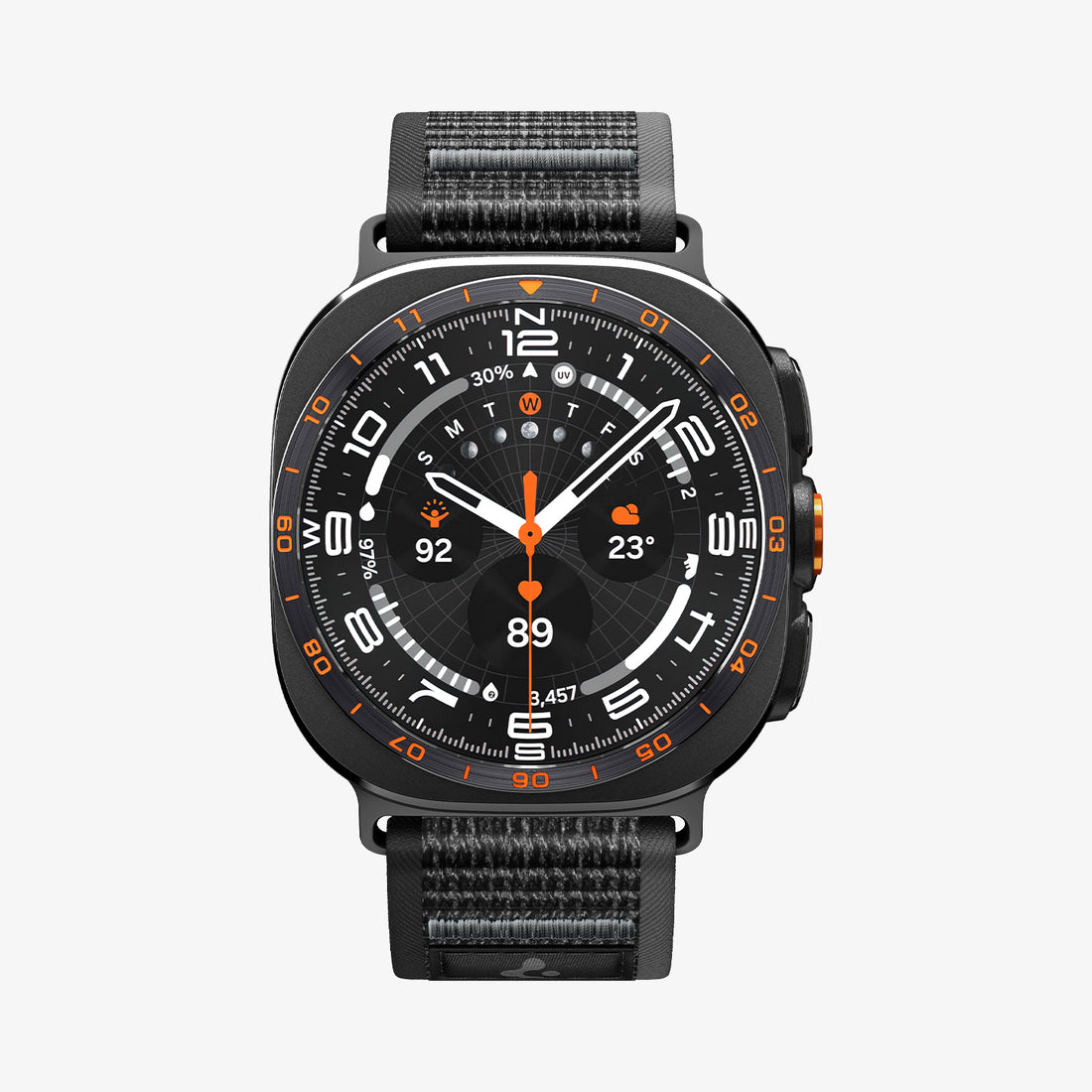 AMP11614 - Galaxy Watch Ultra Series - Athlex Air showing the Galaxy Watch Ultra with the Athlex Air band in Black, front view on white background.