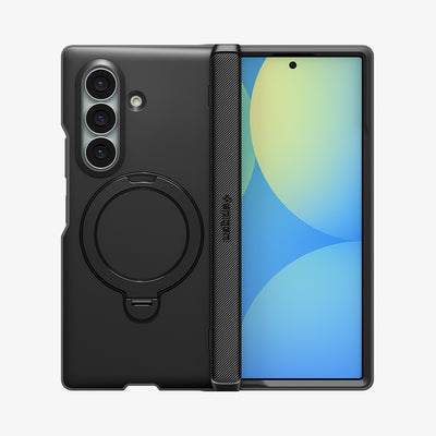 ACS11778 - Galaxy Z Fold 8 Ultra Slim Armor Pro S (Mag Fit) Black showing Galaxy Z Fold 8 Ultra case back and front displays side by side with camera cutout and kickstand ring