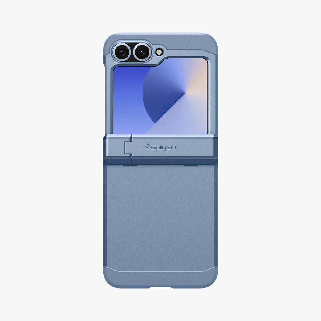 ACS09808 - Galaxy Z Flip 7 FE Series Tough Armor Pro (MagFit) in Sierra Blue showing the half back and half front