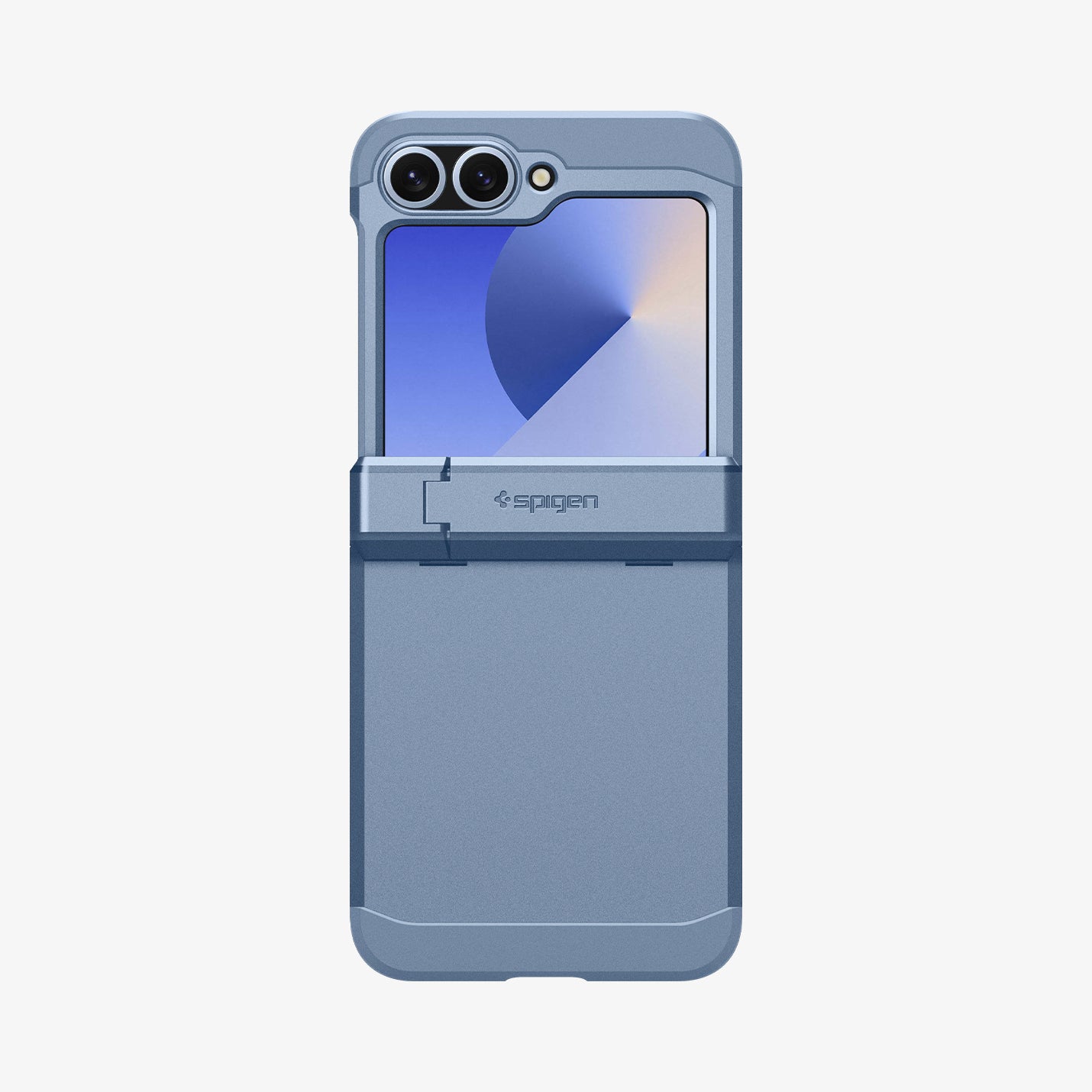 ACS09808 - Galaxy Z Flip 7 FE Series Tough Armor Pro (MagFit) in Sierra Blue showing the half back and half front