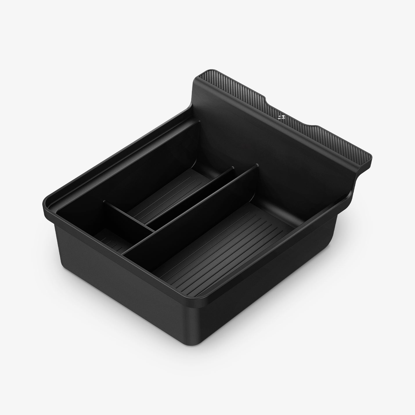 ACP04508 - Tesla Model y & 3 Center Console Organizer Tray in black showing the front, side and inside