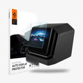 AGL07680 - Tesla Cybertruck (2024) Screen Protector Glas.tR SLIM Anti-Glare (Rear) in Clear showing the front of screen protector hovering in front of a device and the packaging