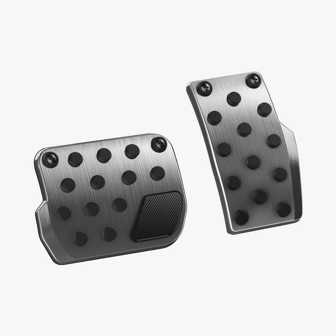 ACP07220 - Tesla Model Y & 3 Pedal Cover TO201 in Black showing the front and partial side of two pedals on full view inside a car