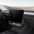 ACP11105 - Tesla Series - Under Screen Organizer | TO227JH showing under screen organizer installed below Tesla touchscreen with airpods case and cards stored inside