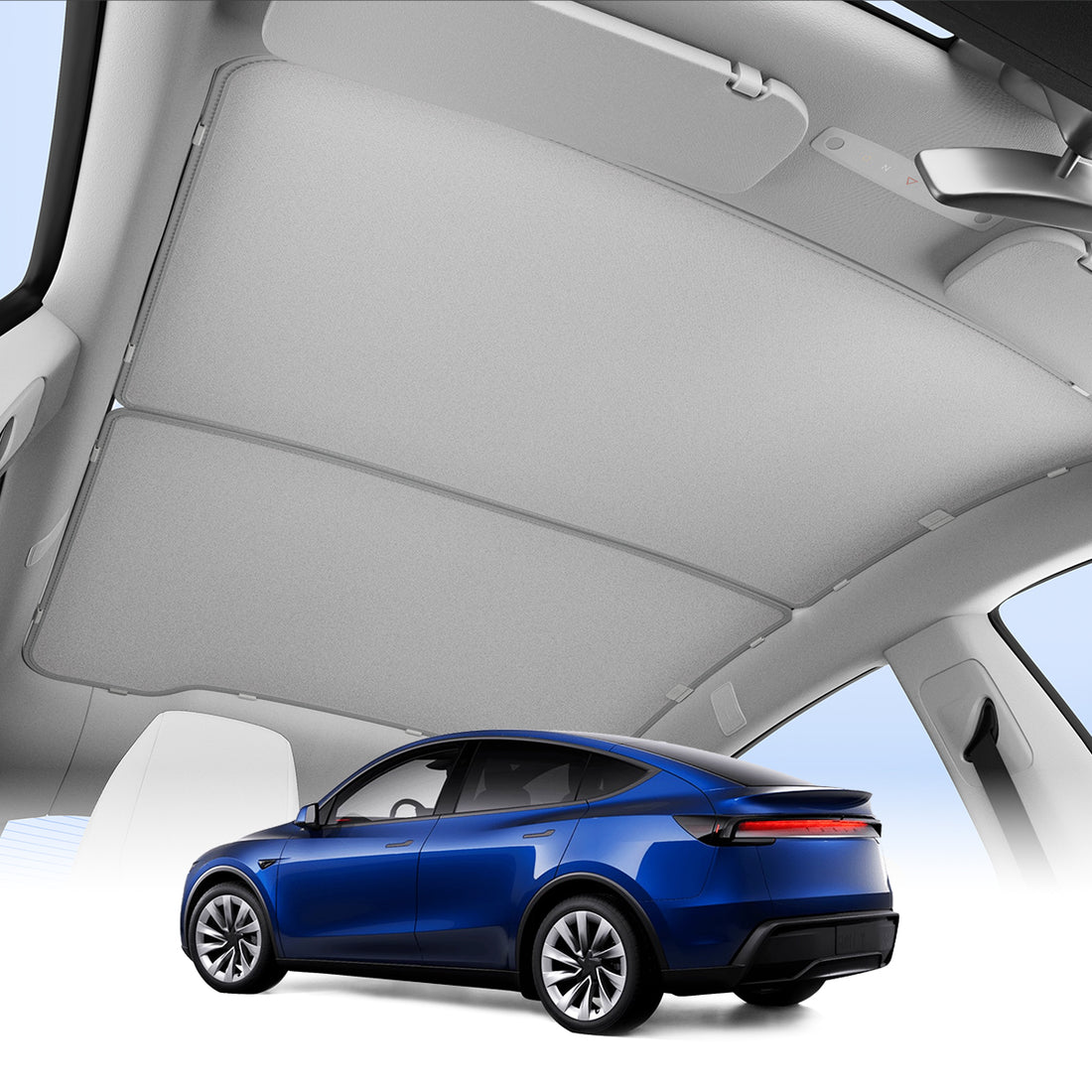 ACP09568 - Model Y (2025) CryoShade Sunroof in Gray showing a miniature car model shown inside the vehicle