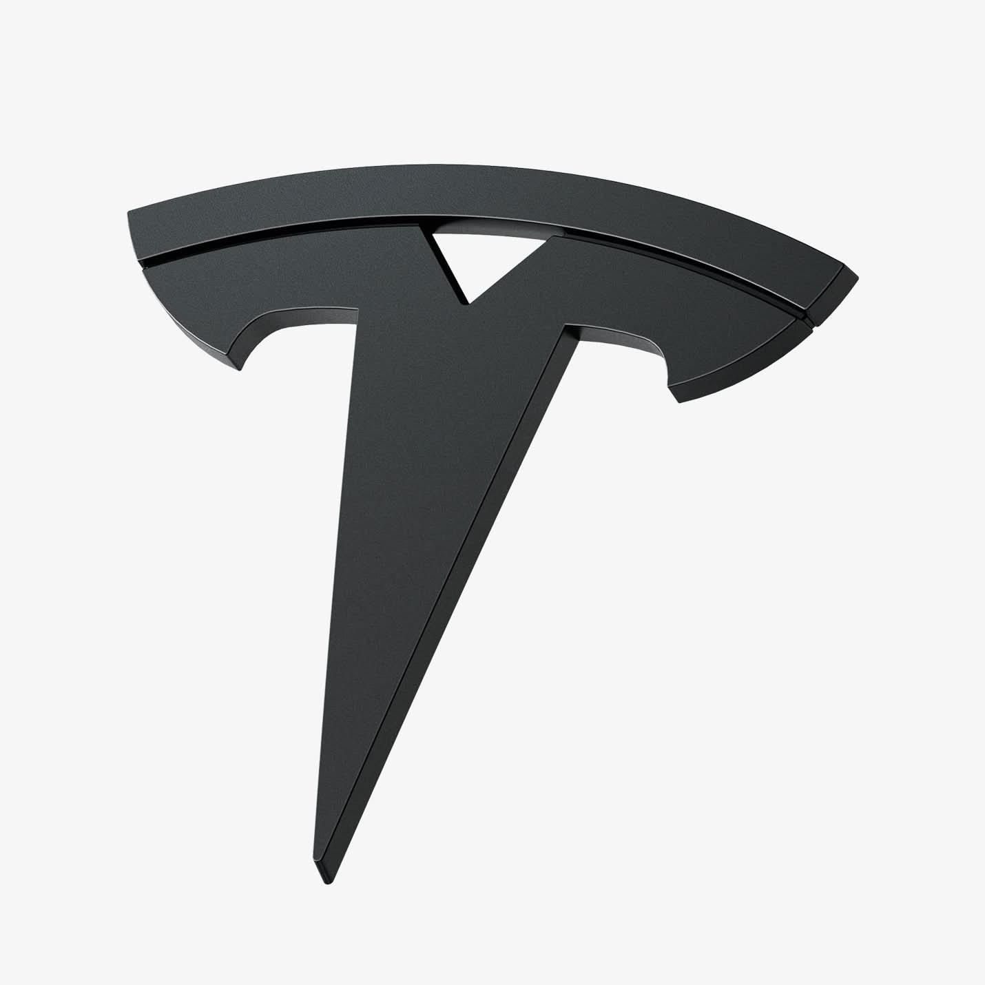 ACP08547 - Tesla Model 3 Highland Front Emblem Logo Cover TO321H in Black showing the front and partial side