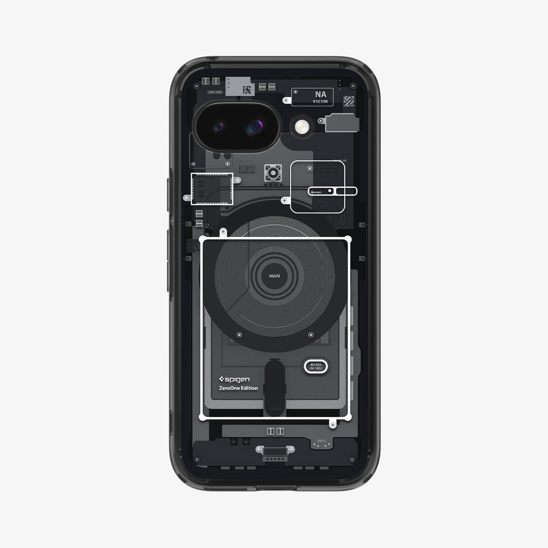 ACS09044 - Pixel 9a Case Ultra Hybrid Zero One showing the back