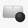 ACP11460 - Universal CryoShade UO260 M showing sunshade laid flat next to compact round black storage pouch on white background
