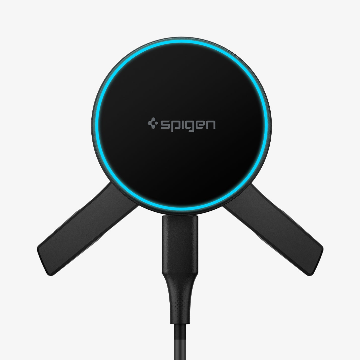 ACP10513 - Spigen Essential Qi2 Wireless Car Charger front view showing circular LED charging indicator