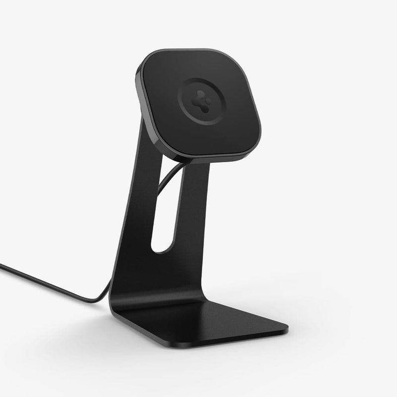 ACH02574 - OneTap Pro Wireless Magnetic Charging Stand (MagFit) in black showing the front and partial side