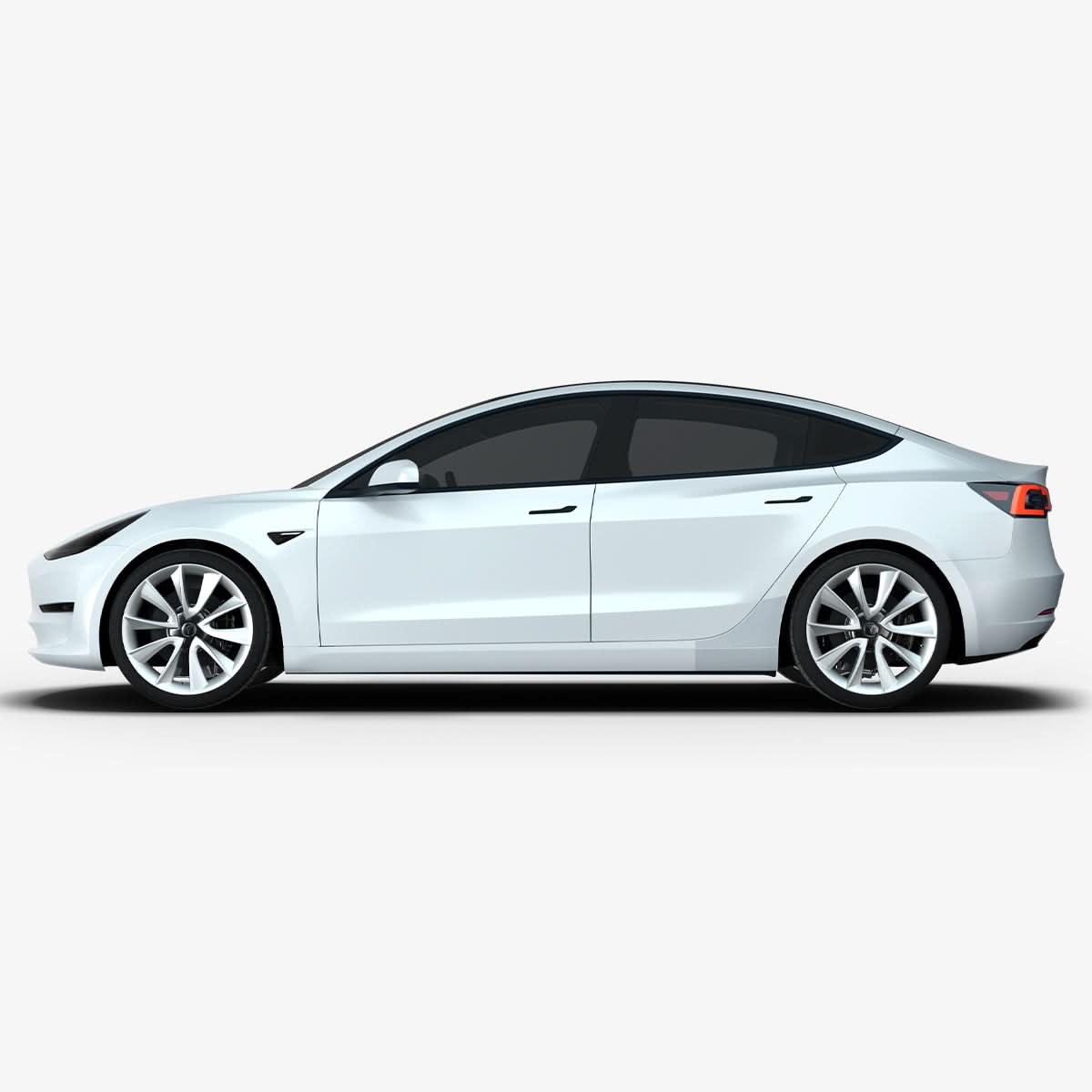 AFL06195 - Tesla Model 3 Platinum Shield Fender showing the side view of car with shield on fender