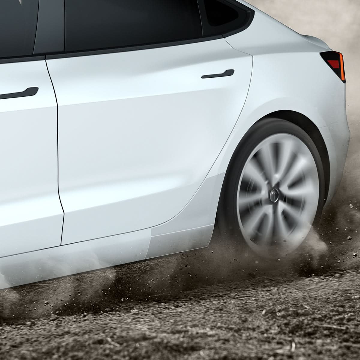 AFL06195 - Tesla Model 3 Platinum Shield Fender showing the shield installed on car fender protecting from dust and gravel