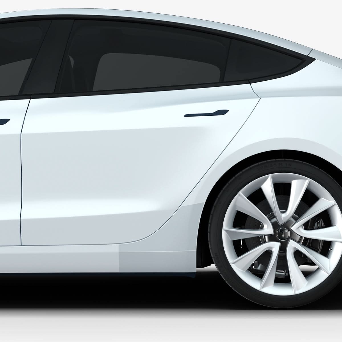 AFL06195 - Tesla Model 3 Platinum Shield Fender showing the shield installed on car fender